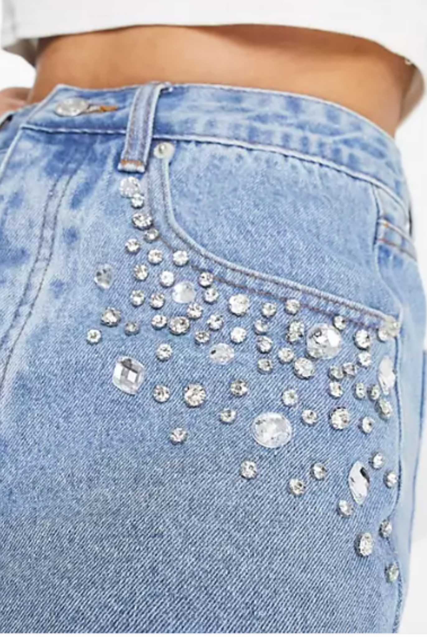 A look of Denim Jeans With Crystals
