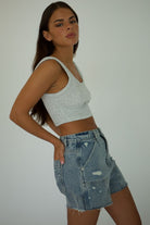 JANE DENIM CARGO SHORT - Ecozini