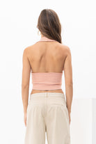 BECCA STRIPED RIB HALTER TOP - Ecozini