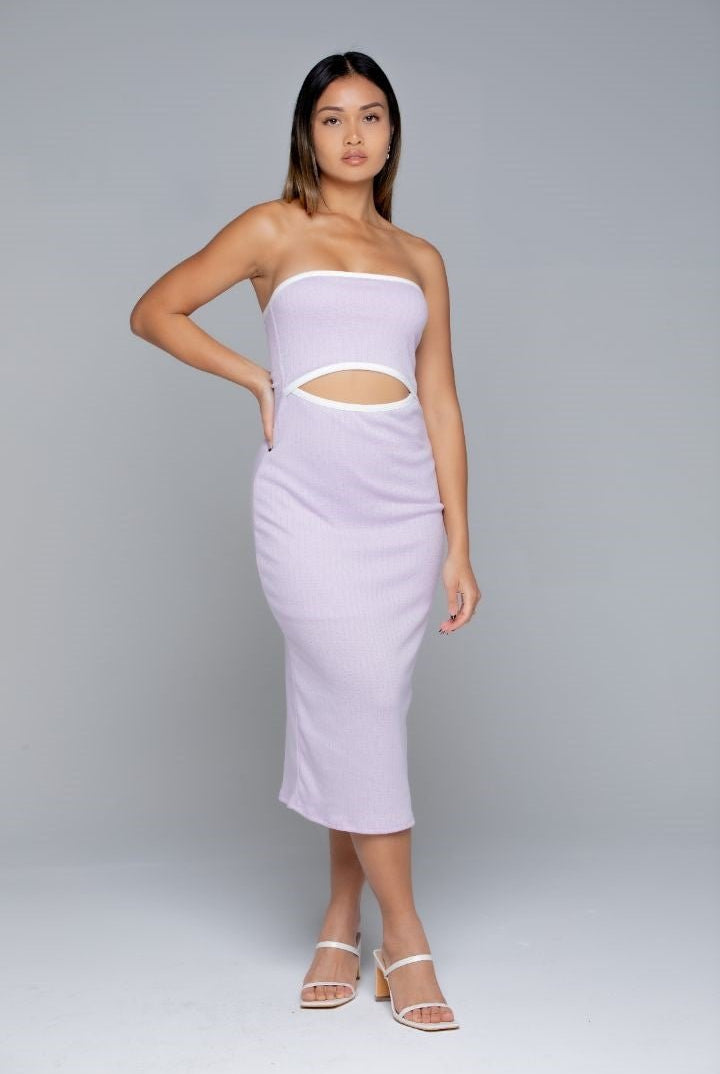 ELLE CONTRAST MIDI DRESS - Ecozini