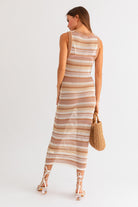 ISLA STRIPE CROCHET SWEATER MIDI DRESS - Ecozini