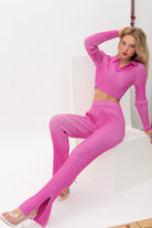 MADDY TWO TONE KNIT FLARE PANT - Ecozini