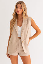 NELL OVERSIZED SLEEVELESS BLAZER - Ecozini